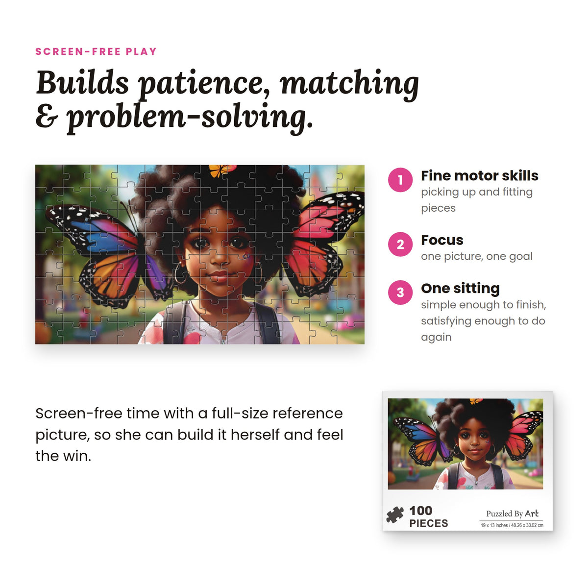Black Girl Magic 100 piece kids puzzle – screen-free play builds patience and problem-solving