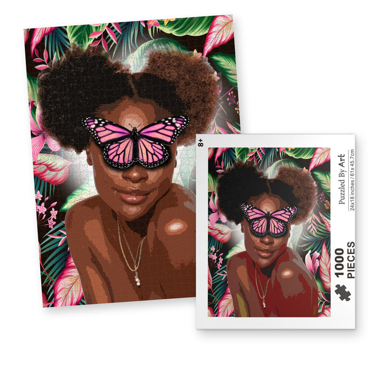 Pink Puff – 1000 Piece Black Art Jigsaw Puzzle