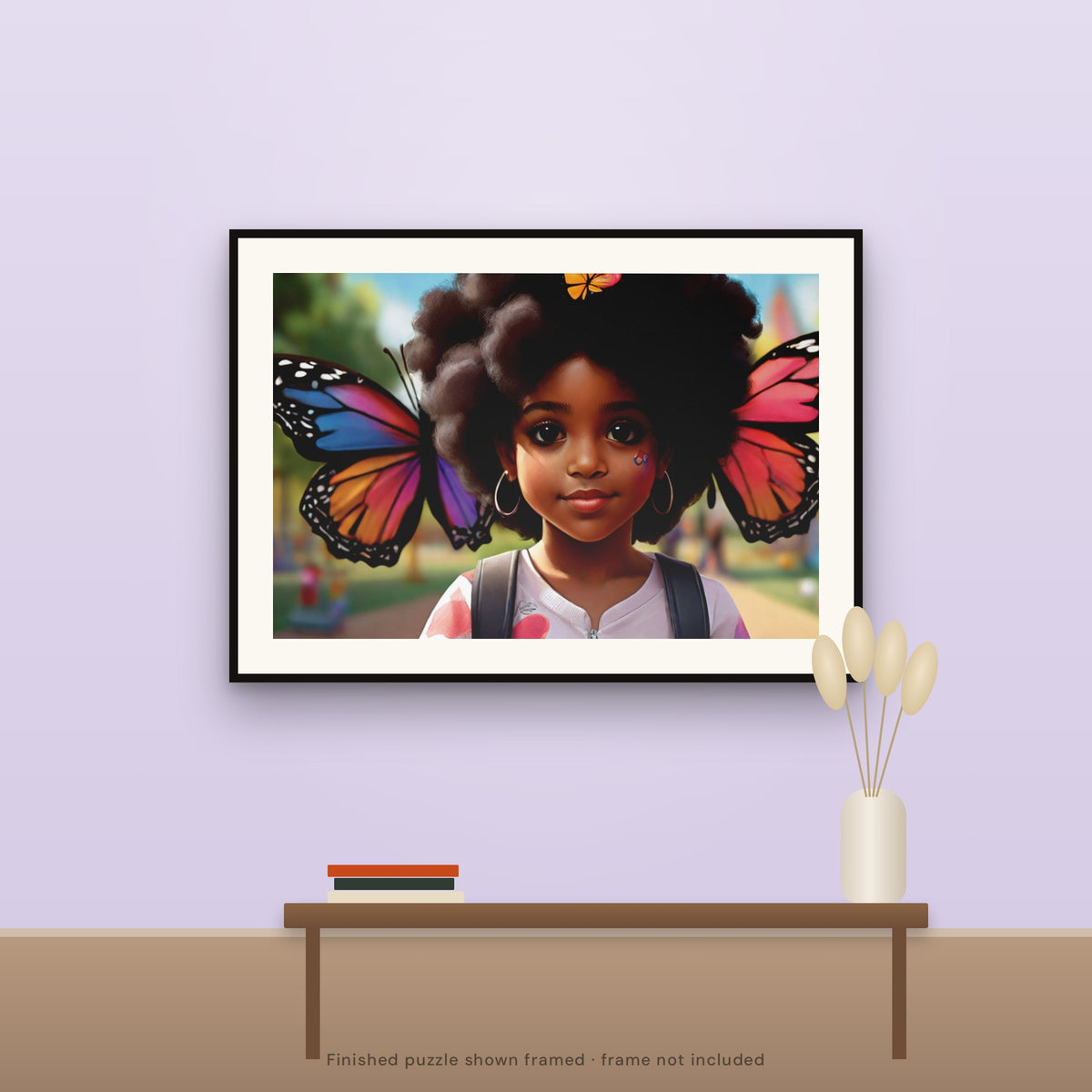B.G.M (Black Girl Magic) puzzle finished and framed on a wall (room mockup, frame not included)