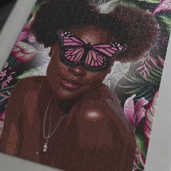 Pink Puff 1000 piece Black art jigsaw puzzle video